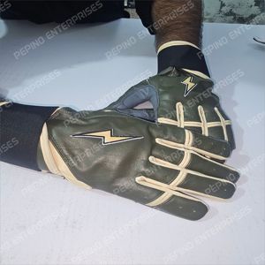 ถุงมือตีเบสบอล/ซอฟต์บอลหนังแท้ Custom Cabetta สีเขียว/ทอง สำหรับฝึกซ้อม ใช้ได้ทั้งมือซ้ายและขวา ทนทาน - Product Image 1