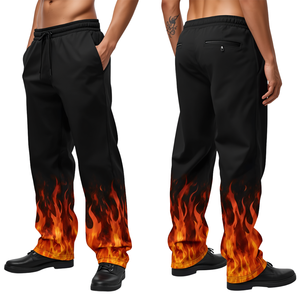 Veste imperméable pour homme en toile respirante 100% coton avec imprimé graphique inspiré des flammes, coque rigide, longue, toutes saisons - Product Image 2