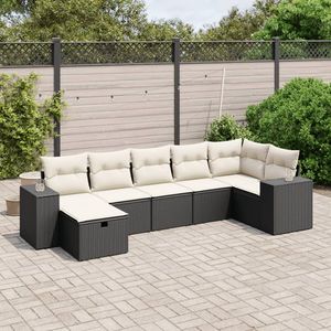 Grand ensemble de canapés modulaires de jardin en polyrotin noir et acier, mobilier d'extérieur élégant - Product Image 1