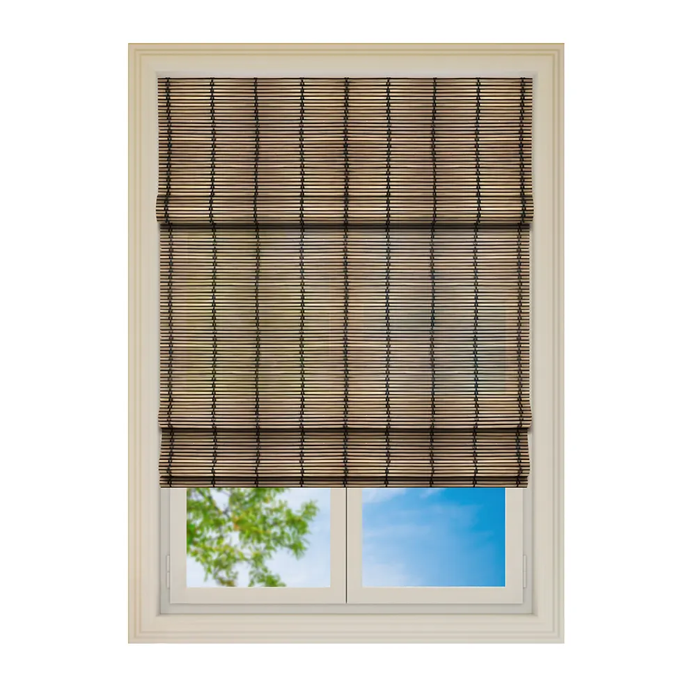 2.2mm Flat Woven Carbonized Color Bamboo Custom Roman Shades