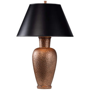 Lámpara de Mesa de Cobre Martillado con Acabado Oscuro Antiguo, Base de Metal en Forma de Calabaza, Iluminación Moderna para Mesita de Noche, Decoración para Sala de Estar y Dormitorio - Product Image 1