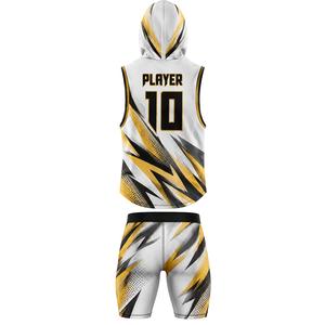 Ensemble Maillot et Short de Football à Capuche 7v7 pour Équipes Jeunes Garçons, Sans Manches, Imprimé Angulaire, Uniforme Personnalisable avec Nom et Numéro du Joueur par Sublimation - Product Image 2