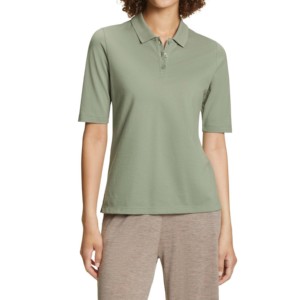 Camiseta de Manga Corta para Mujer, Color Verde Oliva, 100% Algodón, Tejido de Punto, Cierre Frontal Sólido, Estilo Casual, Transpirable, Ecológica, de Secado Rápido - Product Image 1