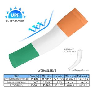 Manguitos de compresión ligeros unisex para adultos, con bloques de color verde, blanco y naranja, protección UV y tejido que absorbe la humedad. - Product Image 5