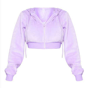 Ensemble deux pièces pour femme : sweat à capuche court et pantalon de jogging en molleton lavande, coupe décontractée, couleur unie, idéal pour l'hiver - Product Image 6