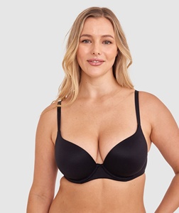 Sujetador sin aros de copa completa para mujer, negro liso, espalda cruzada, push-up, tirantes ajustables, cierre trasero, tejido de Spandex/Nylon, ecológico - Product Image 4
