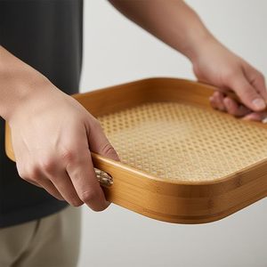 Bandeja Rectangular Desechable Moderna de Bambú Tejido para Servir y Plato para Postres para Mesa de Cocina o Mesa de Café - Product Image 1