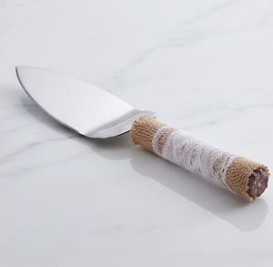 Ensemble de 2 couteaux à gâteau en acier inoxydable, avec manches en dentelle de jute faits à la main, pour un usage domestique - Product Image 2