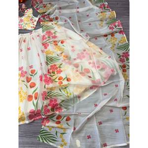 Lehenga choli ชุดออกงานพิมพ์ลายดอกไม้แสนสวยชุดออกงาน - Product Image 4