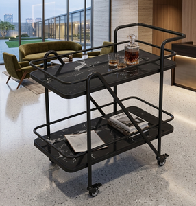Carrito de Servicio Comercial Moderno de 2 Niveles, Carrito de Bebidas Minimalista, Isla de Cocina Portátil para Restaurante y Hotel - Product Image 1