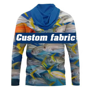 Men's Light <b>Blue</b> Hooded <b>Long</b> <b>Sleeve</b> UPF 50 Anti-Uv Fishing Shirt Solid Color Pullover Outdoor Apparel - Product Image 5