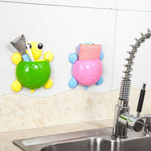 Support mural en plastique pour brosses à dents, motif tortue de dessin animé, durable, facile à nettoyer, organisateur de salle de bain, porte-gobelet de rangement pour enfants, pour la maison - Product Image 6
