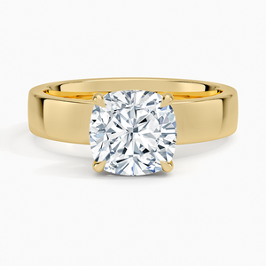 Anillo de compromiso de moissanita de 2 quilates con corte cojín, banda ancha, solitario, para novia - Product Image 1