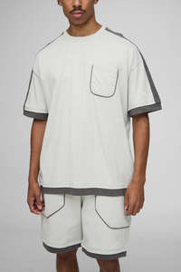 Ensemble T-shirt et short d'été en coton 100% de haute qualité, 300 g/m², coupe classique, couleur unie, logo personnalisé imprimé, grandes tailles, respirant, séchage rapide - Product Image 6