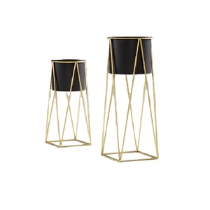 Meilleures ventes : Ensemble de 2 pots à fleurs modernes en métal, finition élégante, design actuel, avec support, pour décoration. - Product Image 4