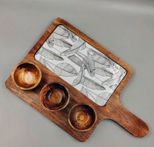 Premium Quality Natural Wooden Serving Platter With Mini Bowl Set For Food Desserts And Dry Fruits Serving Platter At Best Price - Product Image 6