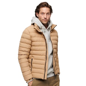 Hot Selling Men's Ultralight Winter Puffer <b>Jacket</b> High Street Quality Canvas Bubble Fabric with Stand Collar for Outdoor <b>Travel</b> - Product Image 1