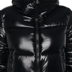 Women's <b>Black</b> Quilted Puffer Jacket With <b>Pillow</b> Collar Full Sleeve Zipper Closure Winter Coat Regular Length Solid Color - Product Image 5