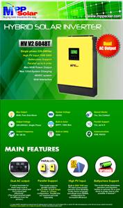 Convertisseur solaire hybride HV V2 6048 6000W 48V 230V hors réseau, entrée PV élevée 220-240V, onde sinusoïdale pure 99%, double sortie AC - Product Image 2