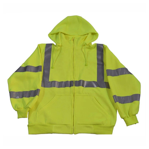 Sweat-shirts de sécurité unisexes personnalisés à haute visibilité, respirants, 100 % polyester, réfléchissants, à fermeture éclair intégrale, pour le travail routier, en stock usine - Product Image 2