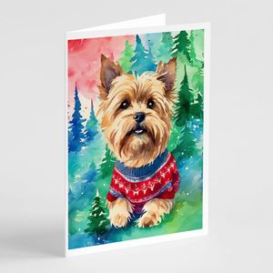 Yorkshire Terrier Yorkie Whimsical A7 Tarjetas de felicitación de Navidad Pack 8 Tarjetas de nota en blanco con sobres Tamaño 5x7 - Product Image 1
