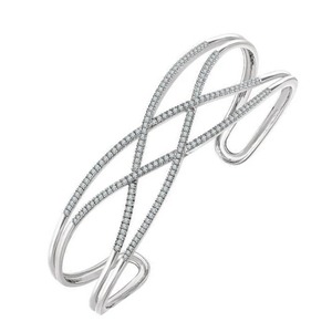 Custom Jewelry LAB - GROWN Diamond Cuff Bracelet 14K <b>Solid</b> White <b>Gold</b> - Product Image 1