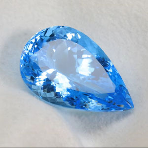 พลอยบลูโทแพซสวิสสีน้ำเงินสวยงาม - รูปทรงลูกแพร์ 10x7 มม. พลอยบลูโทแพซสวิส - พลอยบลูโทแพซสวิสเจียระไนสำหรับทำเครื่องประดับ - Product Image 1