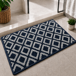 Alfombra Rectangular de Microfibra Lavable Antideslizante con Diseño de Rejilla de Diamantes KONNECT INDIA - Product Image 5