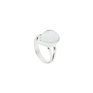 Anillo de Ágata Blanca con Corte Checker de 10x14mm, Bañado en Plata con Acabado Mate, Estilo Boho Minimalista para Uso Diario - Product Image 2