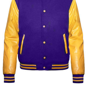 Chaqueta Varsity Unisex Personalizada al por Mayor con Diseño de Dibujos Animados, Ecológica, Forro de Poliéster, Exterior de Nailon/Algodón, Posición Frontal - Fort Worth - Product Image 3