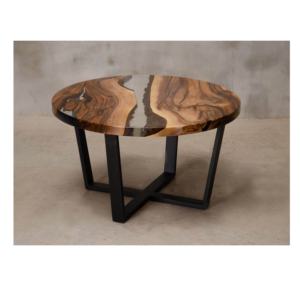 Mesa de centro clásica moderna, nuevo diseño de madera maciza y epoxi con pata de metal extensible para muebles de sala de estar para el hogar - Product Image 5