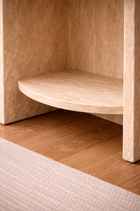 Table d'appoint en pierre de travertin de luxe, beige naturel, table d'angle, mobilier moderne pour salon, table d'appoint en pierre massif, décoration minimaliste - Product Image 6