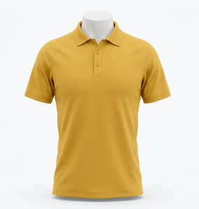 Polo jaune pour homme, manches courtes, col rabattu, coupe classique, 100% coton, couleur unie, toutes saisons - Product Image 1