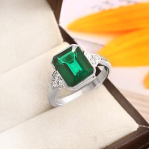 925 Sterling Silver with Lab-Grown Emerald <b>Fine</b> <b>ring</b> Synthetic Lab-Grown Emerald <b>Ring</b> Synthetic Emerald <b>Ring</b> - Product Image 3