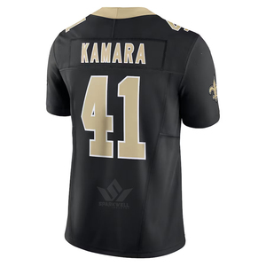 Maillot de football américain personnalisé pour homme, noir, numéro 41, col en V, manches courtes, respirant, anti-transpiration, polyester, coupe athlétique, taille adulte - Product Image 3