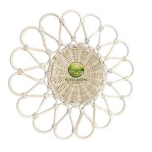 Set de table rond en rotin fait main, tapis de table tissé, décoration murale bohème, résistant à la chaleur, décoration de la maison, cadeau - Product Image 5