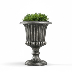 Urne de jardin classique en résine avec sculpture florale, vase extérieur vert pour fleurs ou plantes vertes, urnes de jardin faites à la main - Product Image 3