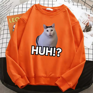 Sudadera con capucha para mujer con meme de gato 'Huh', profesional, de forro polar, suave, transpirable, cuello redondo, informal - Product Image 6