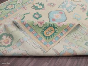 Alfombra turca anudada a mano de 10x14 pies, ¡Adoro esta alfombra de lana en tonos rostcosos y verdes! Tejida a mano, con corte de bucle, alfombra abstracta bordada. - Product Image 5