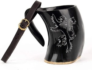 Jarra de Cuerno Vikinga Hecha a Mano, Cuerno de Buey Natural, Taza Medieval Rústica para Cerveza o Cerveza Alemana, Vajilla Nórdica, Idea de Regalo - Product Image 4