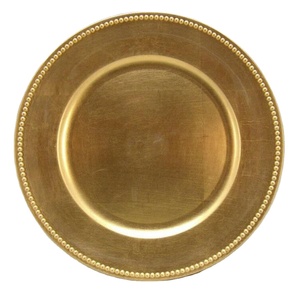 Diseño de revestimiento Borde Placa de cargador de oro antiguo Plato redondo grande y plato Plato de comida Disco Placas de cargador de boda reutilizables - Product Image 3