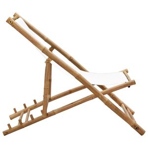 Tumbona Plegable de Bambú Blanco Mediana, Conveniente y Práctica para Relajarse Junto a la Piscina - Product Image 3