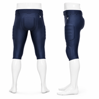 Pantalon de football rembourré pour homme, taille élastique régulière, imprimé, en spandex et polyester, bleu marine uni, vêtements de football américain pour adulte