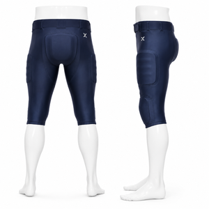 Pantalon de football rembourré pour homme, coupe ajustée, spandex, polyester, fermeture à ceinture, bleu marine uni, vêtements de football américain, adulte, toutes saisons - Product Image 2