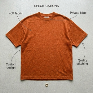 Camiseta de algodón con relieve personalizada estilo streetwear, oversize con hombros caídos, para hombre, vintage, con lavado ácido, de tela gruesa. - Product Image 6