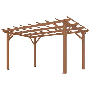 Pergola en bois brun foncé 10 x 13, pavillon extérieur avec structure stable pour la culture de vigne et le support des plantes grimpantes - Product Image 1