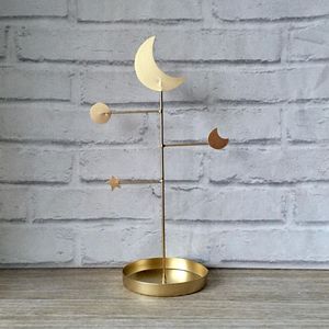 Support à bijoux minimaliste en laiton avec motif lune et étoile pour la décoration de chambre - Product Image 6