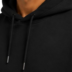 Sweat à capuche noir personnalisé pour homme en molleton de coton épais, broderie géométrique, streetwear, marque privée, fabricant OEM - Product Image 3
