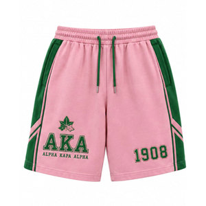 Shorts décontractés pour hommes Alpha Kapa Alpha rose et vert avec logo 1908 et cordon de serrage - Product Image 2