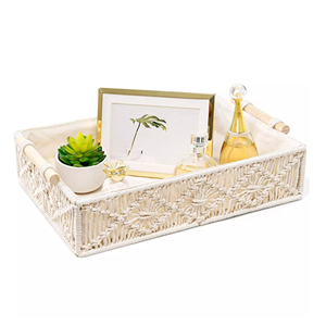 Cesta de Almacenamiento de Macramé Hecha a Mano de la Mejor Calidad, Decoración Boho, Cesta Hueca Tejida a Mano con Cuerda de Algodón y Asa - Product Image 6